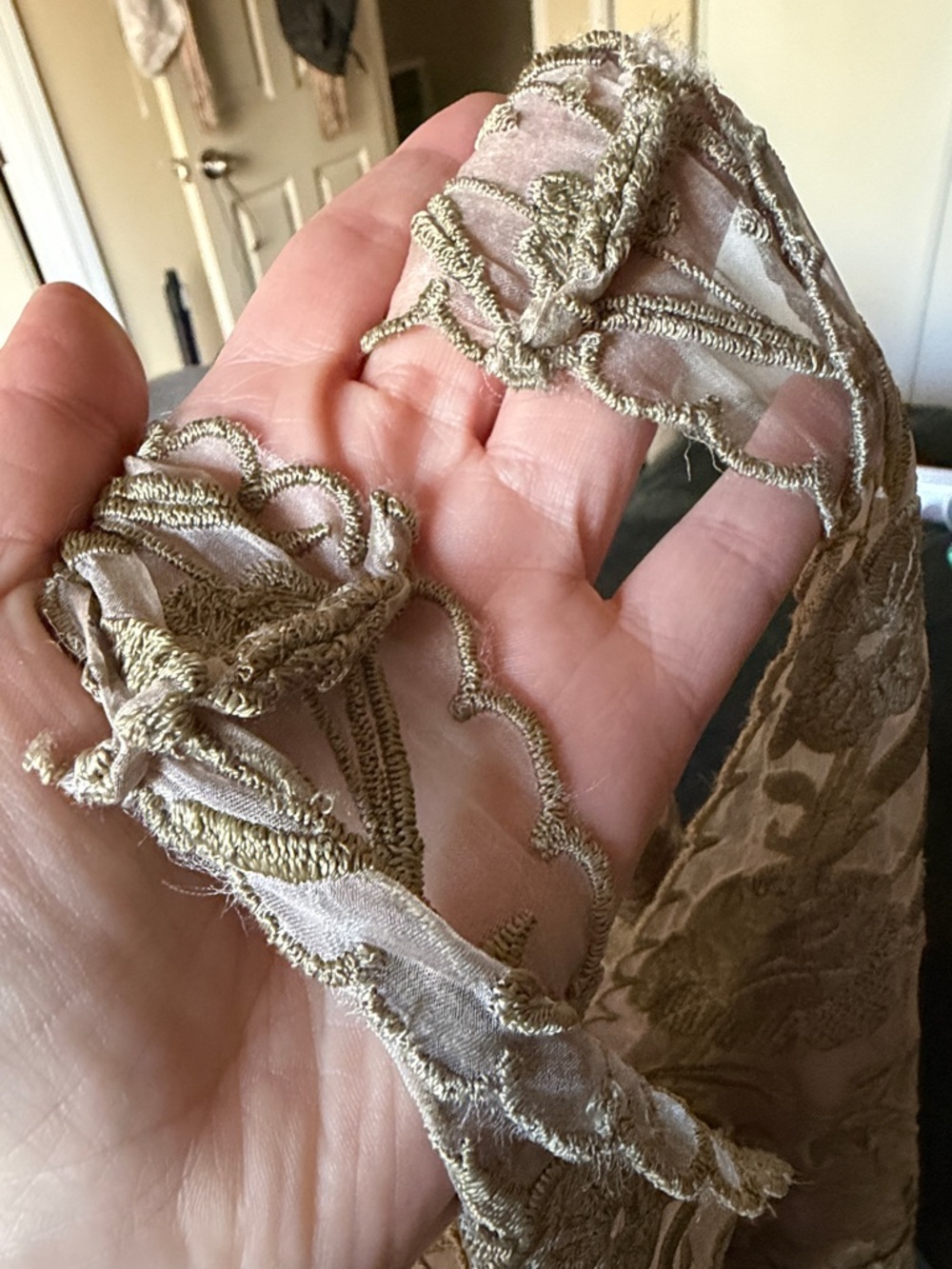 Bhldn Lenox gown embroidered floral appliqué Anthropology size us 6 Preowned - Picture 15 of 15